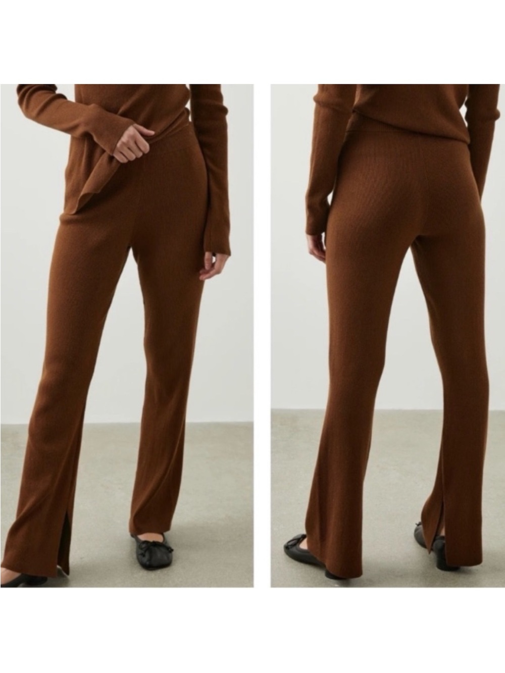 Rails Jules Ribbed Flare Cotton Silk Blend Pant in Fox